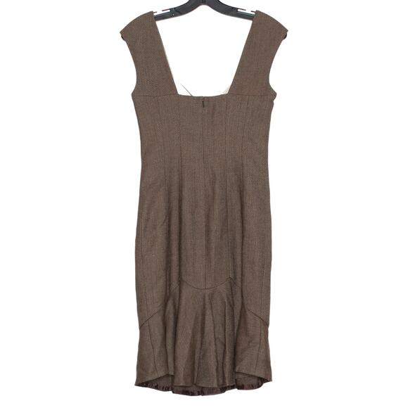Rebecca Taylor Dress Wool Babydoll Minimalist Retro Earthy Boho Luxe Brown 4 - Picture 8 of 8